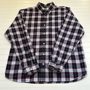 Old Navy Navy Blue & White Plaid Button Down Mens XL